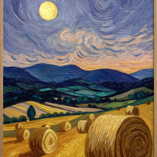 Månens hvisken over markerne - Oak Frame, No Border