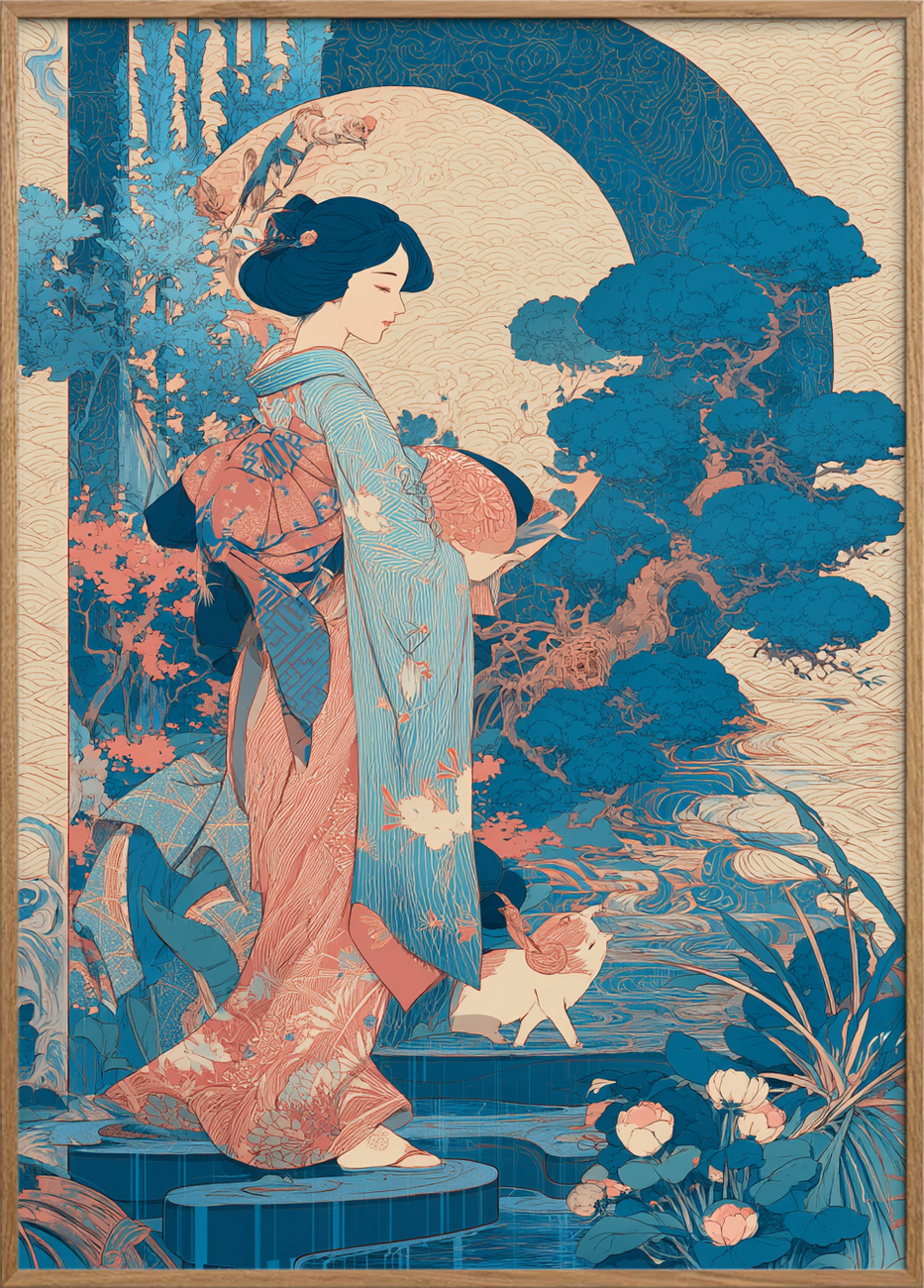 Silkens hvisken i måneskær - Oak Frame, No Border