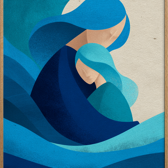 Bølgens bløde omfavnelse - Oak Frame, No Border