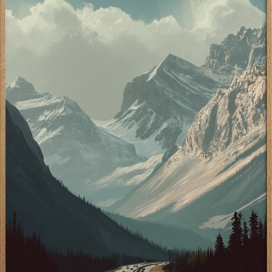 Bjergenes hvisken over motorvejen - Oak Frame, No Border