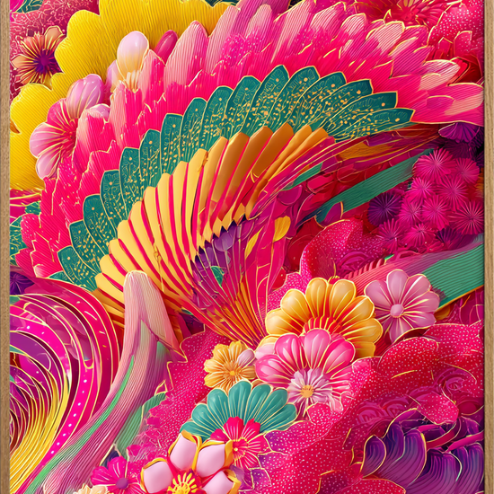 Knitrende regn af farver - Oak Frame, No Border