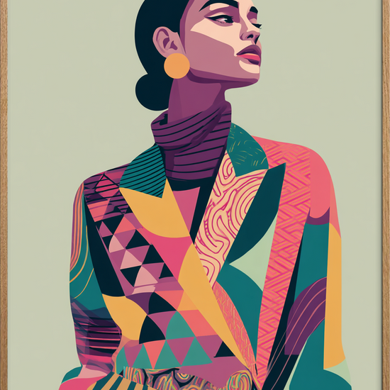 Suset af farvede stoffer - Oak Frame, No Border