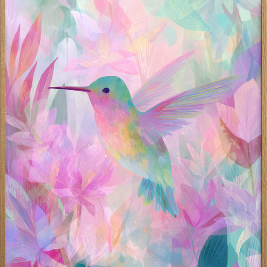 Kolibriens hvisken i farver - Oak Frame, No Border