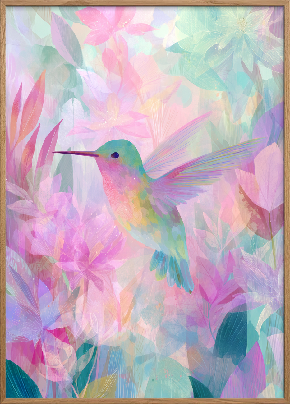 Kolibriens hvisken i farver - Oak Frame, No Border