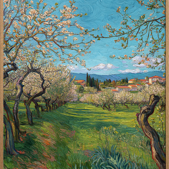 Vinden der hvisker i blomster - Oak Frame, No Border