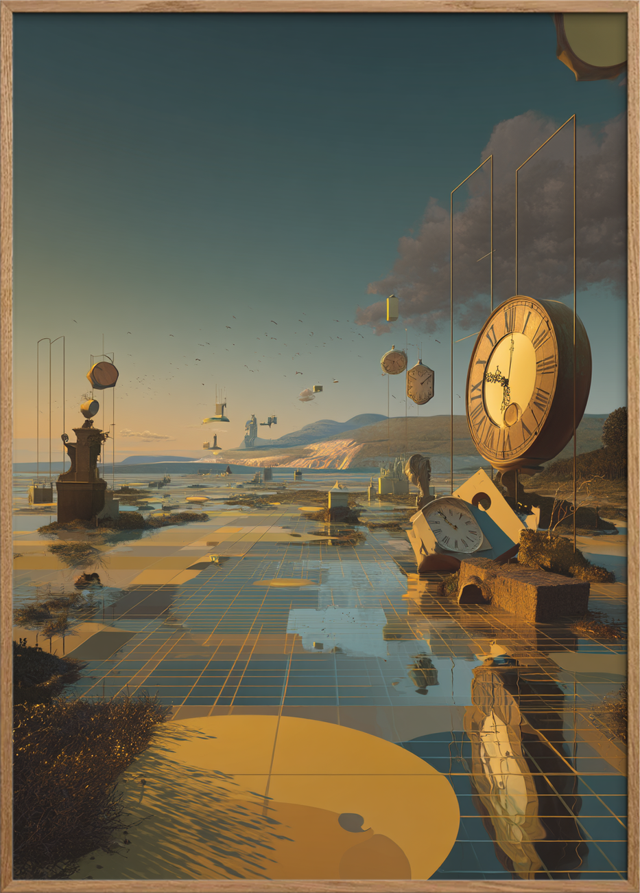 Tidens hvisken over havet - Oak Frame, No Border