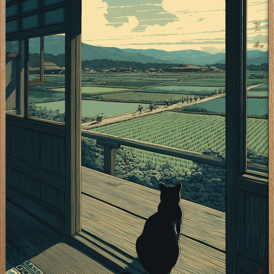 Sommerens hvisken over rismarker - Oak Frame, No Border