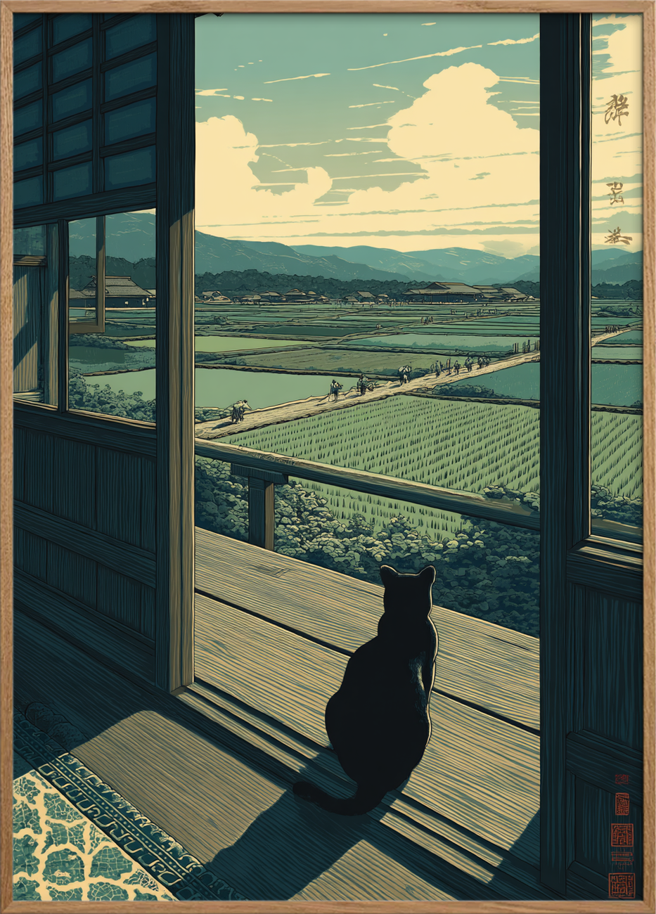 Sommerens hvisken over rismarker - Oak Frame, No Border