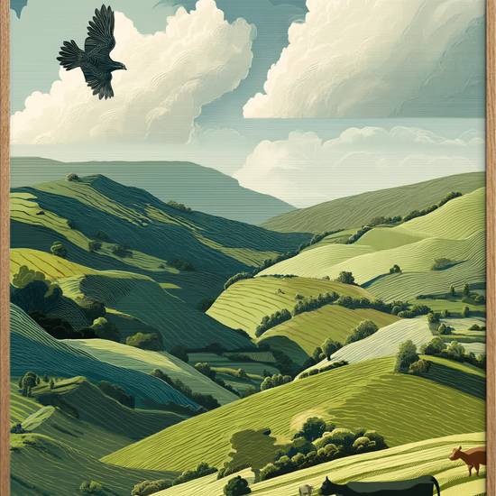 Skyernes hvisken over dalen - Oak Frame, No Border