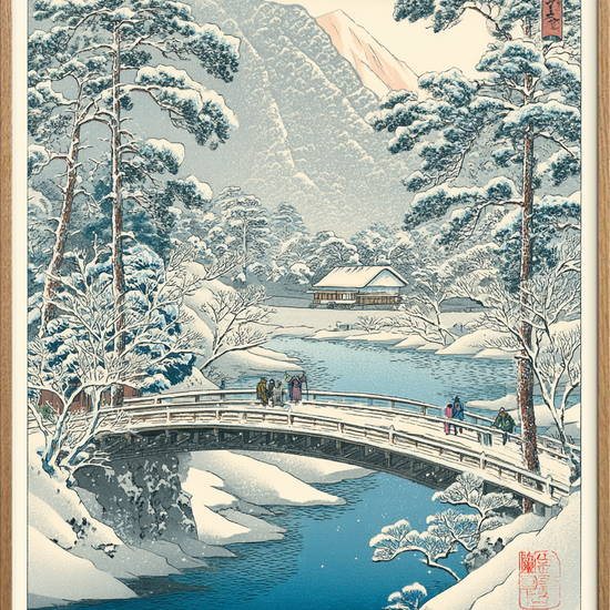 Knitrende kulde på broen - Oak Frame, No Border