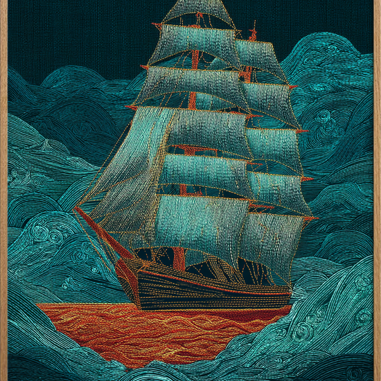 Havets hvisken under sejl - Oak Frame, No Border