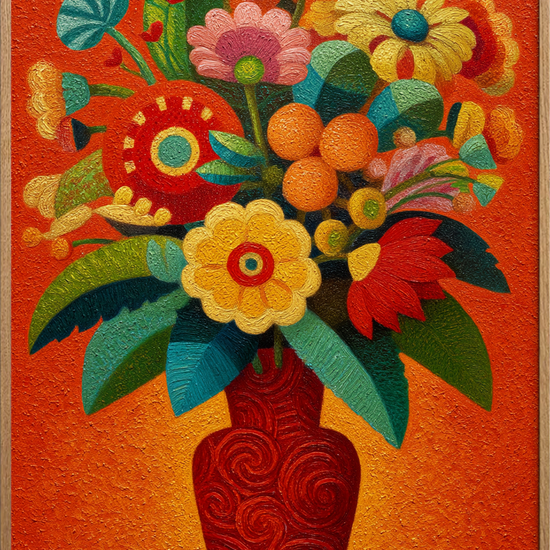 Klang af varme farver - Oak Frame, No Border