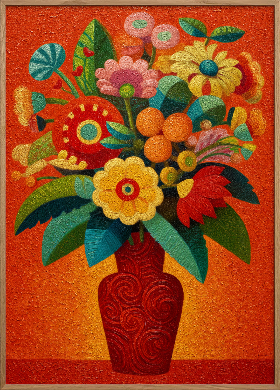 Klang af varme farver - Oak Frame, No Border