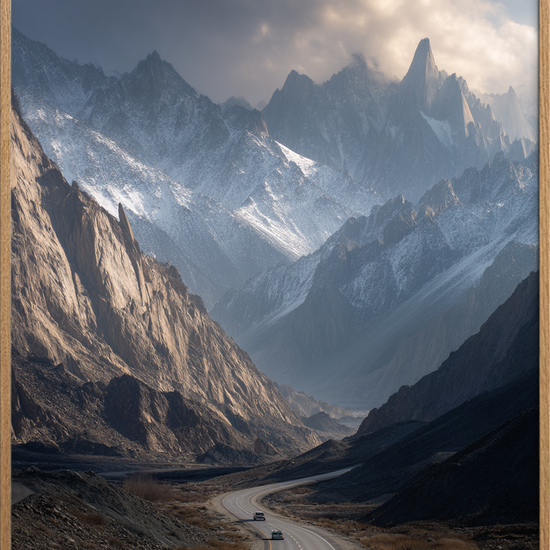 Bjergenes stille hjertebank - Oak Frame, No Border