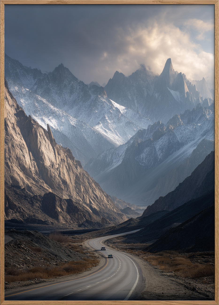 Bjergenes stille hjertebank - Oak Frame, No Border