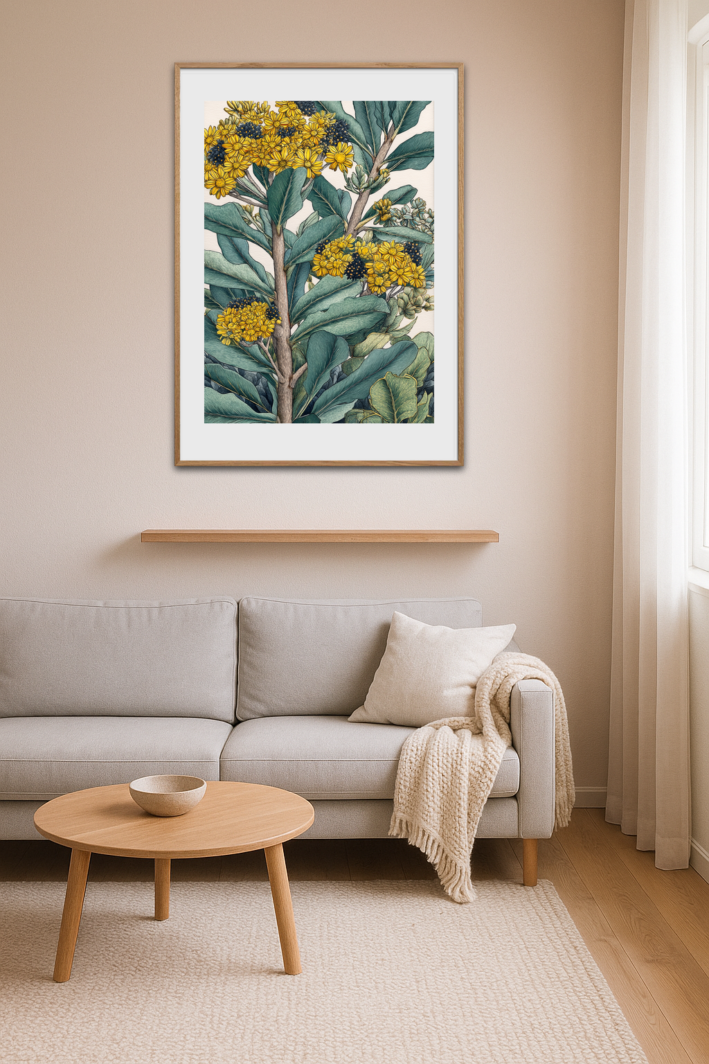 Gult sus i grønne blade - Room Environment (Tall Format)